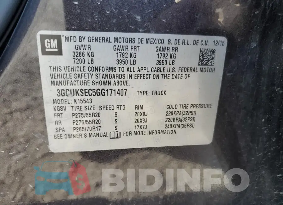 3GCUKSEC5GG171407 Photo# 12