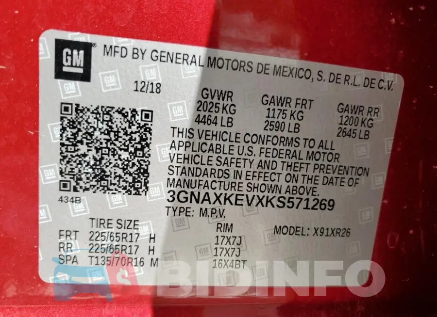 3GNAXKEVXKS571269 Photo# 13