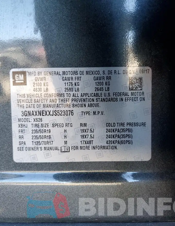 3GNAXNEXXJS523076 Photo# 14
