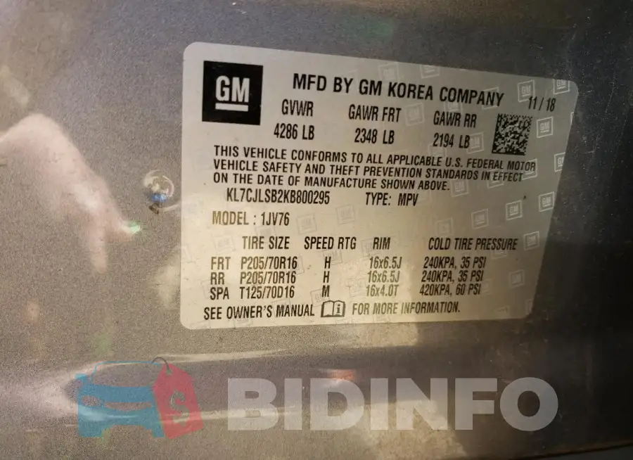 KL7CJLSB2KB800295 Photo# 13