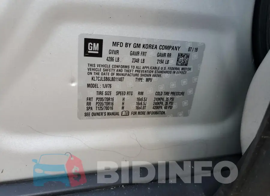 KL7CJLSB6LB011407 Photo# 13