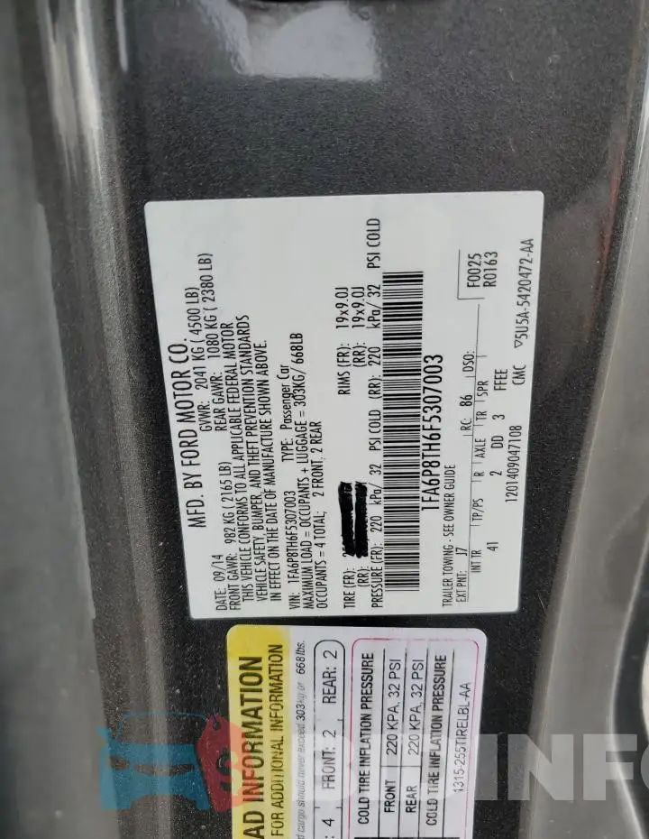 1FA6P8TH6F5307003 Photo# 12