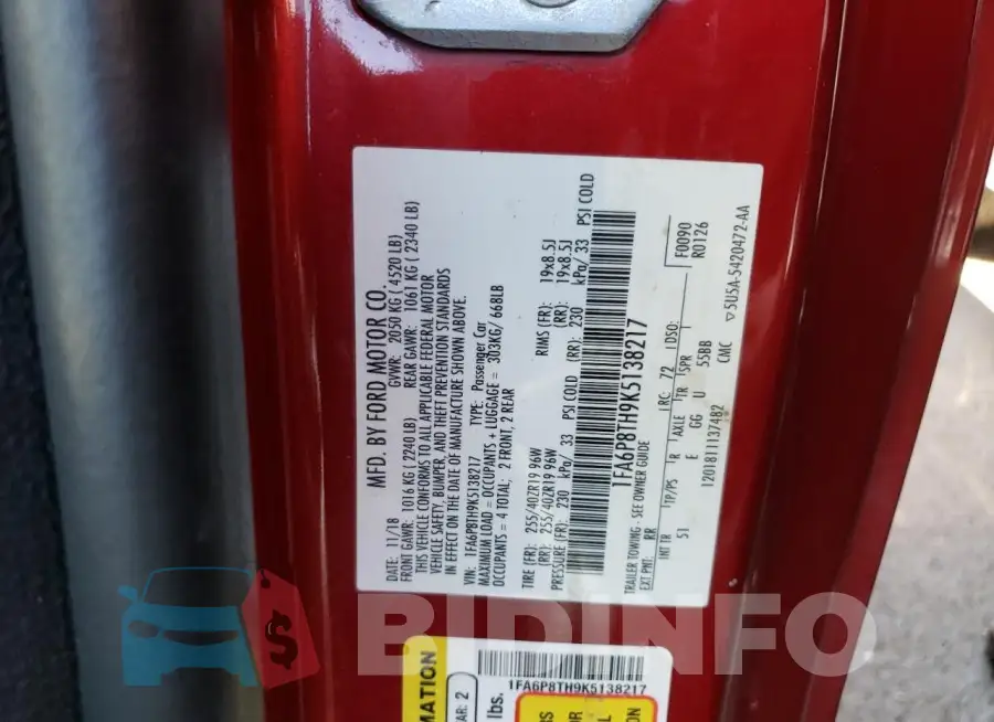 1FA6P8TH9K5138217 Photo# 12