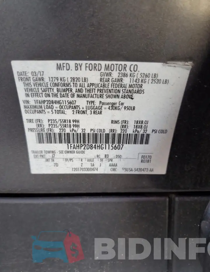 1FAHP2D84HG115607 Photo# 12