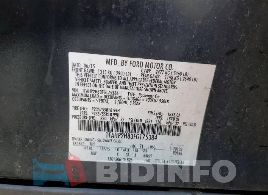 1FAHP2H83FG175384 Photo# 12