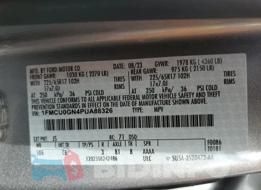 1FMCU0GN4PUA88326 Photo# 12