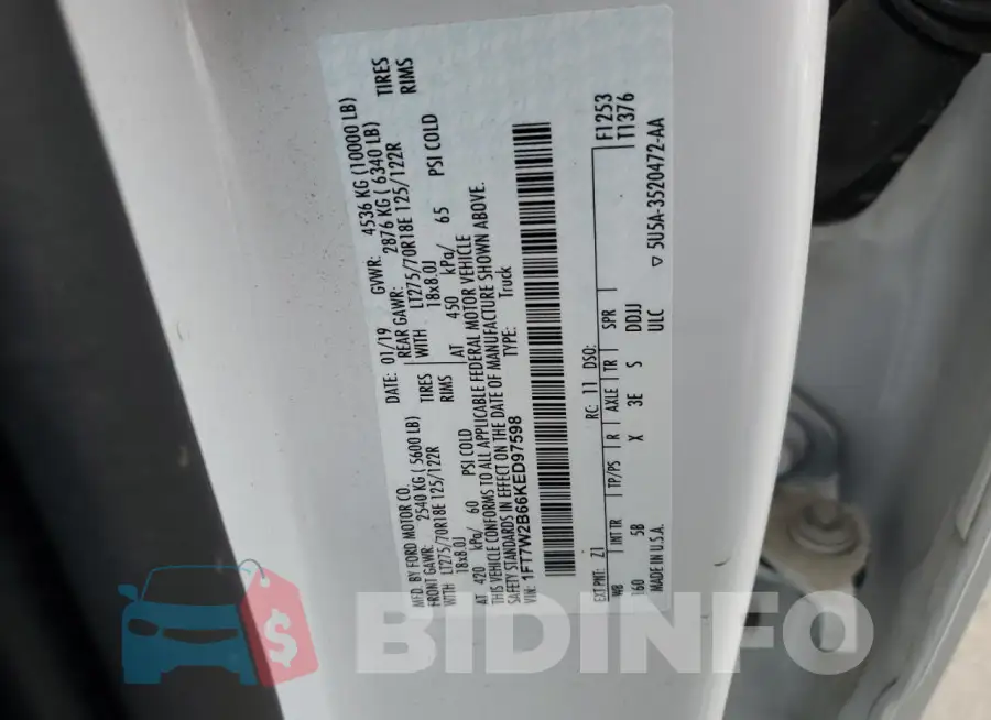 1FT7W2B66KED97598 Photo# 12