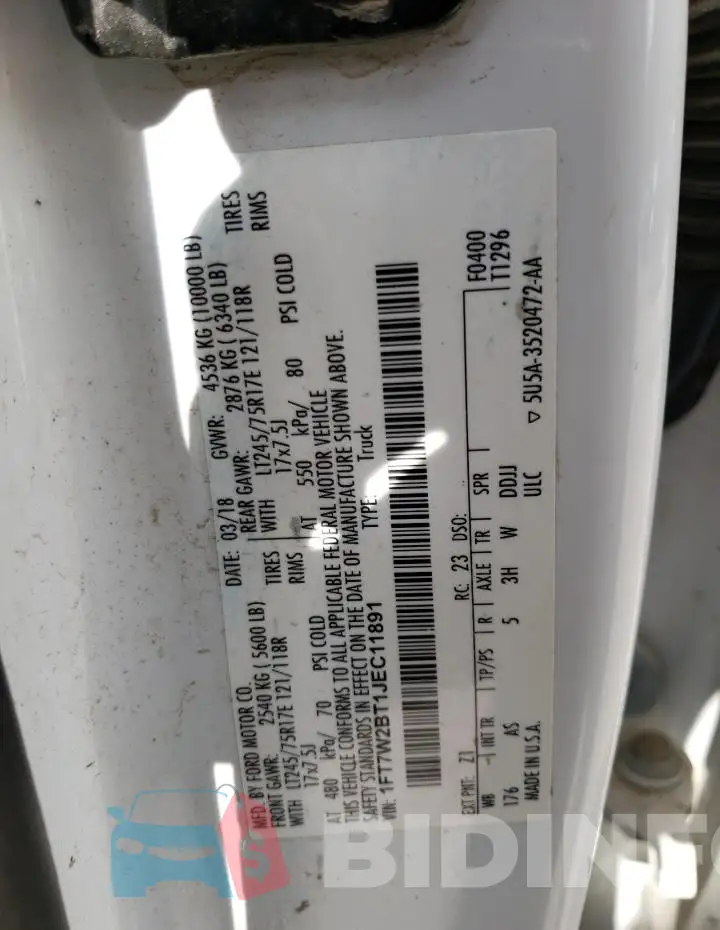 1FT7W2BT1JEC11891 Photo# 12