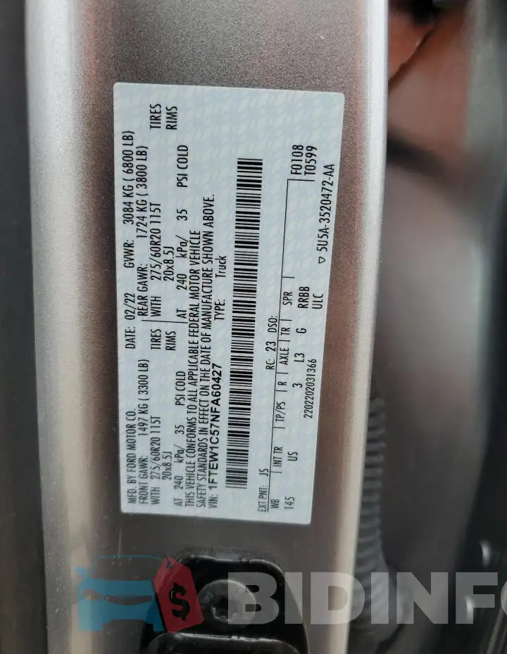 1FTEW1C57NFA60427 Photo# 13