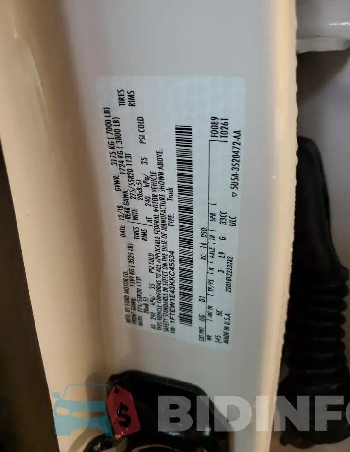1FTEW1E43KKC45534 Photo# 12