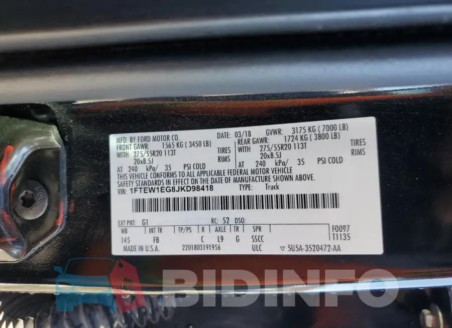 1FTEW1EG8JKD98418 Photo# 13