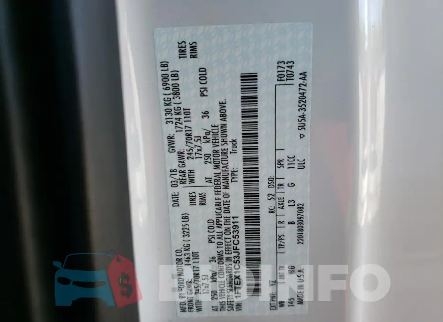 1FTEX1C53JFC53911 Photo# 12