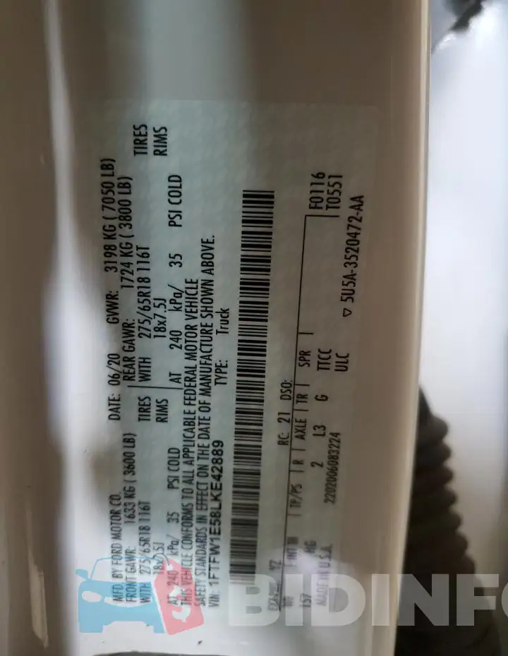 1FTFW1E58LKE42889 Photo# 13