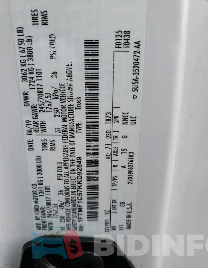 1FTMF1C57KKD92849 Photo# 12