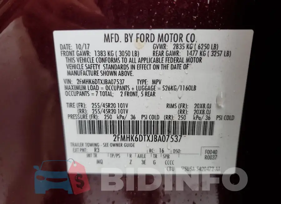 2FMHK6DTXJBA07537 Photo# 13