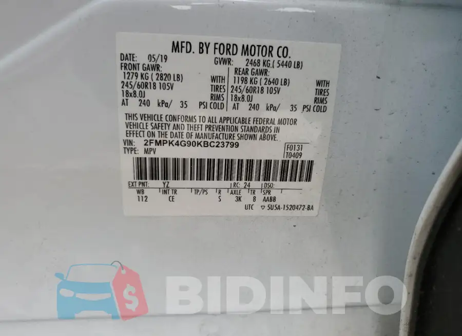 2FMPK4G90KBC23799 Photo# 13