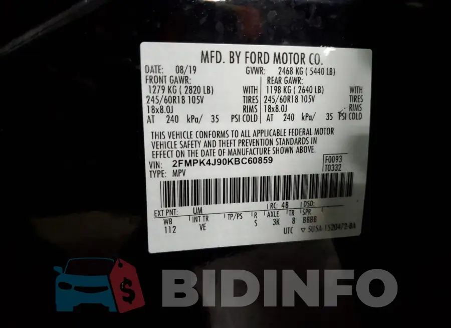 2FMPK4J90KBC60859 Photo# 13