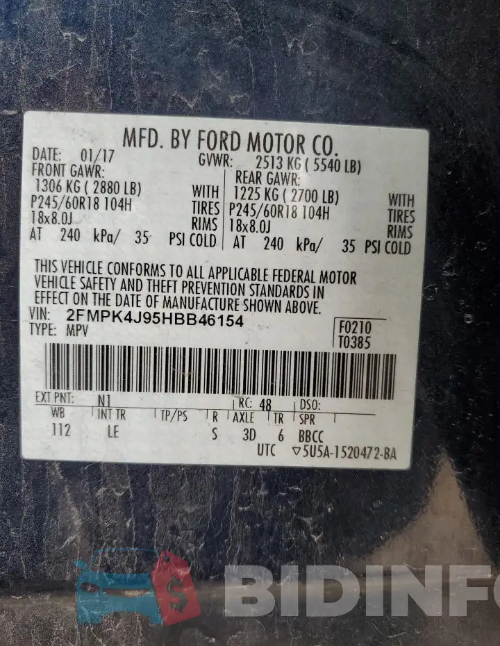 2FMPK4J95HBB46154 Photo# 12