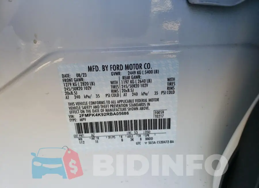 2FMPK4K92RBA05686 Photo# 12