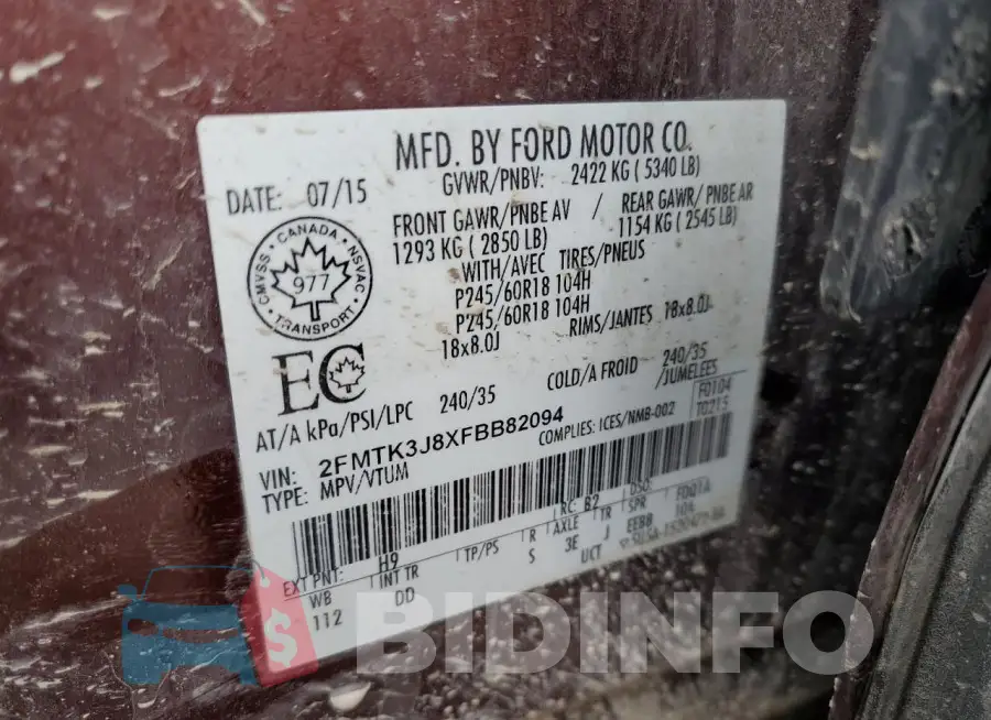 2FMTK3J8XFBB82094 Photo# 14