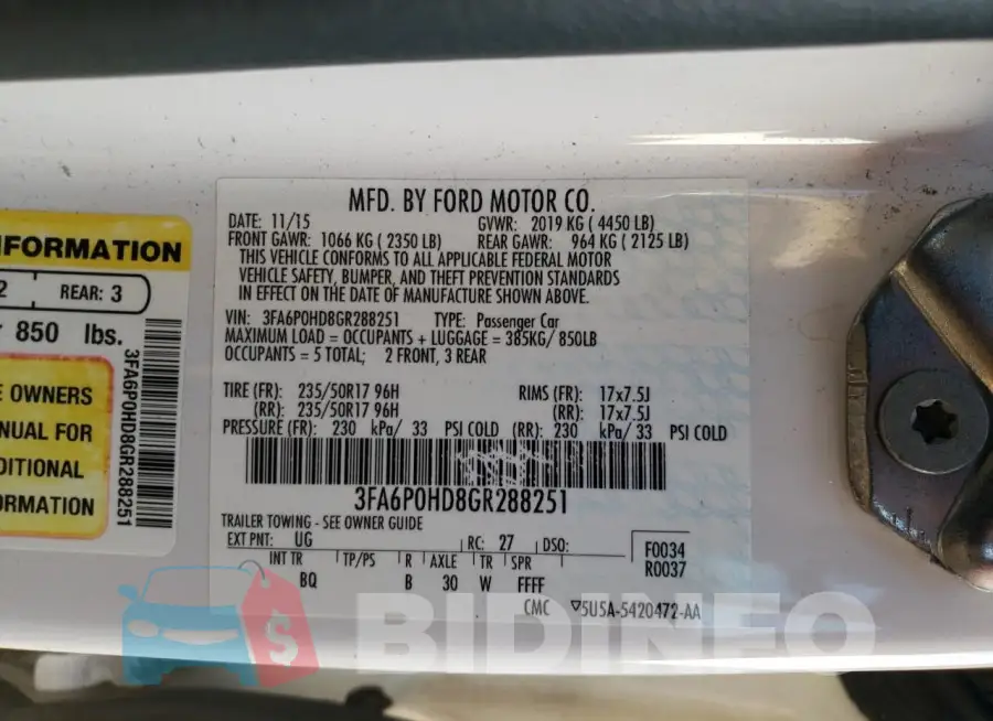 3FA6P0HD8GR288251 Photo# 13