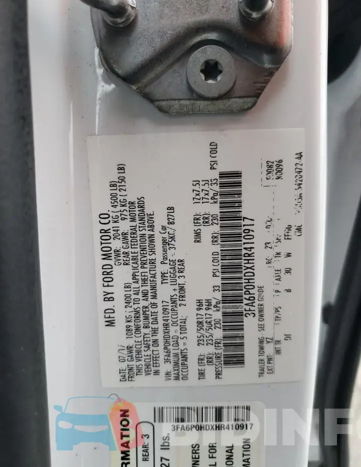3FA6P0HDXHR410917 Photo# 12