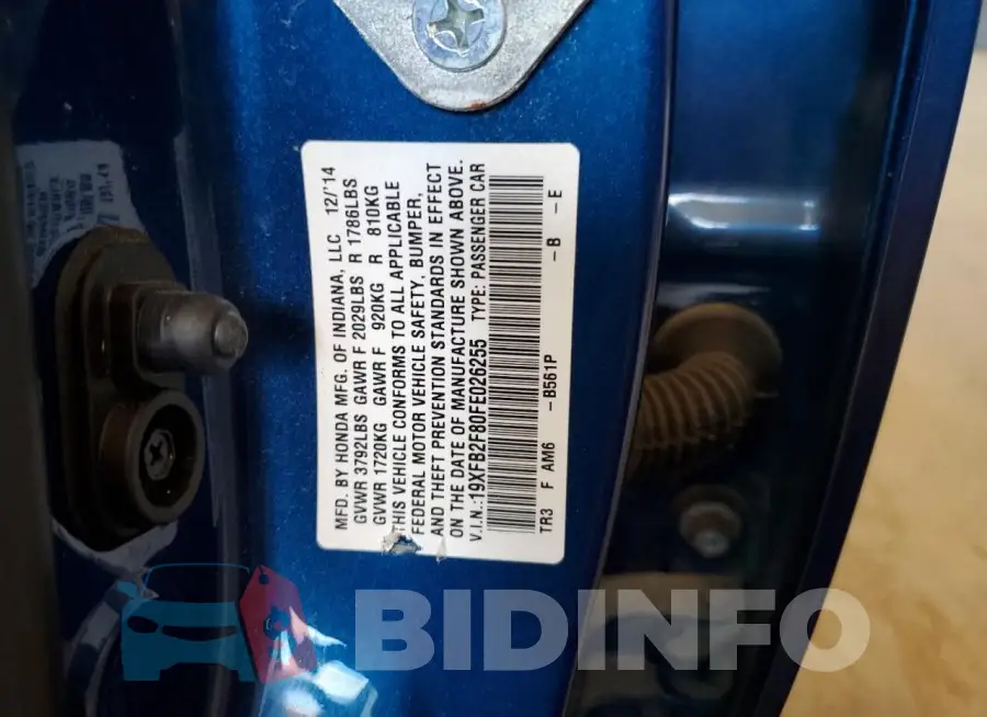 19XFB2F80FE026255 Photo# 12