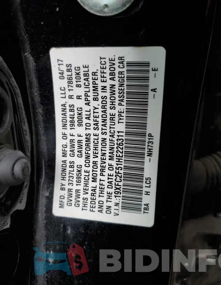 19XFC2F51HE226311 Photo# 12
