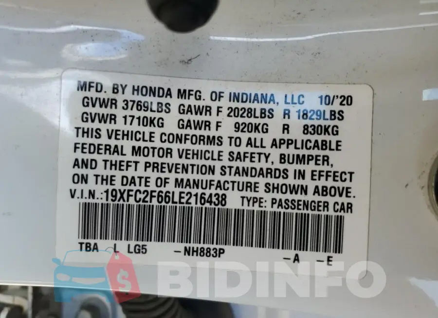 19XFC2F66LE216438 Photo# 13