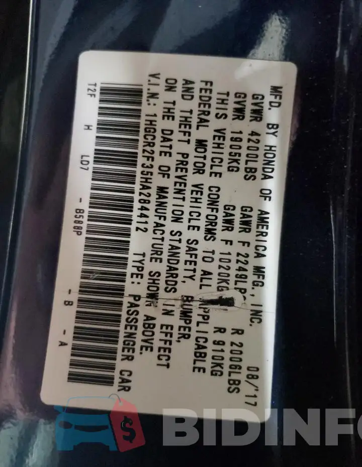 1HGCR2F35HA284412 Photo# 13