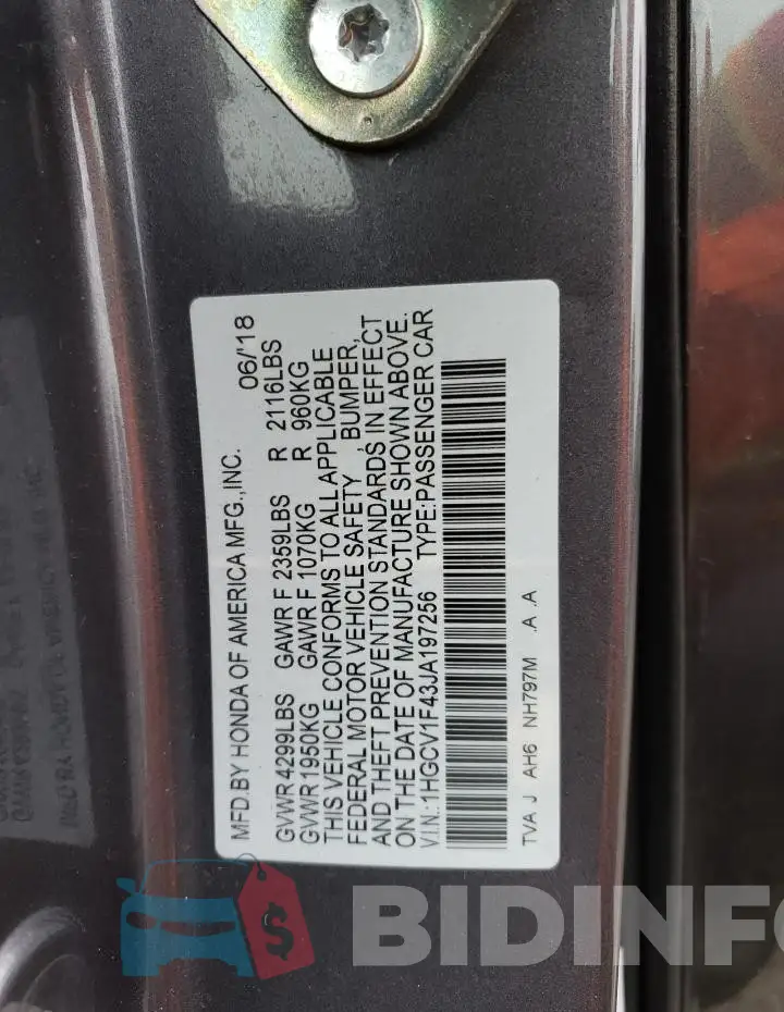 1HGCV1F43JA197256 Photo# 12