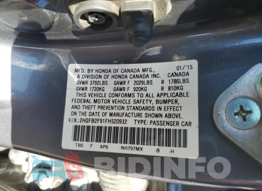 2HGFB2F91FH520932 Photo# 12