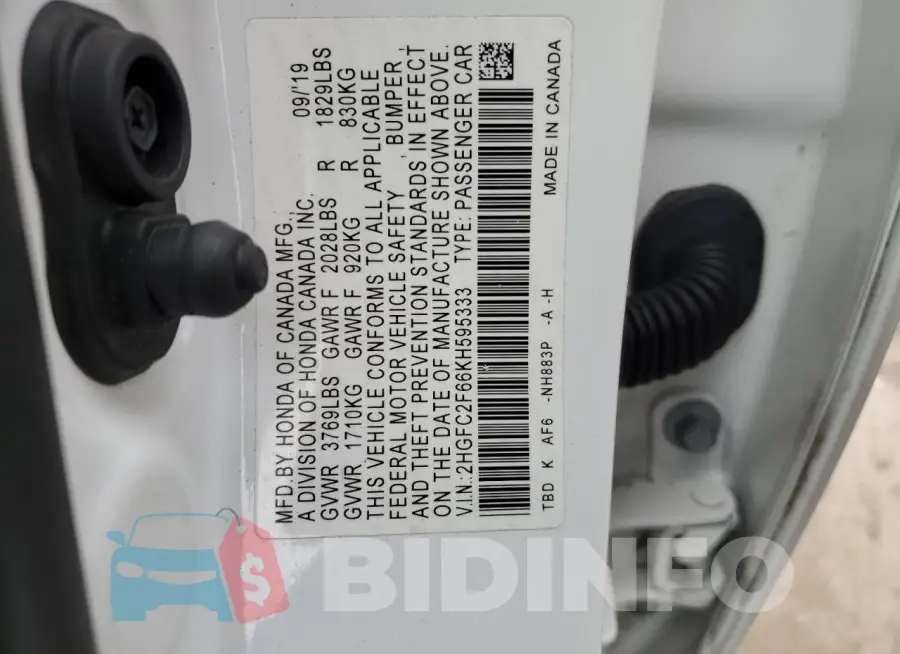 2HGFC2F66KH595333 Photo# 12