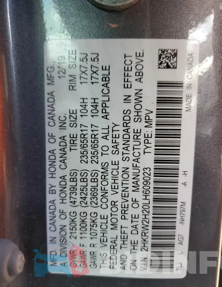 2HKRW2H20LH609023 Photo# 13