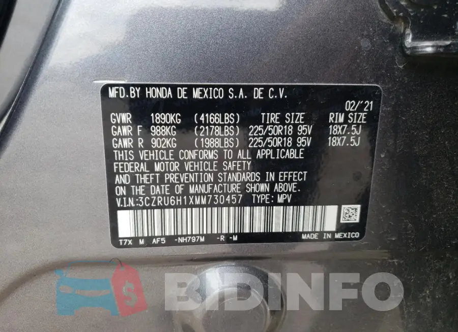 3CZRU6H1XMM730457 Photo# 13