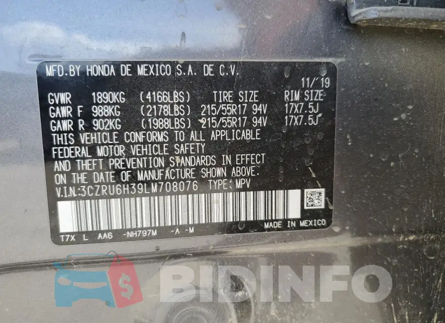 3CZRU6H39LM708076 Photo# 13