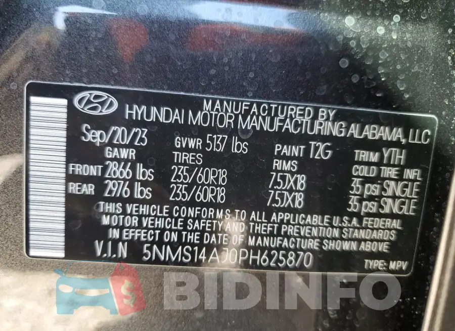 5NMS14AJ0PH625870 Photo# 13