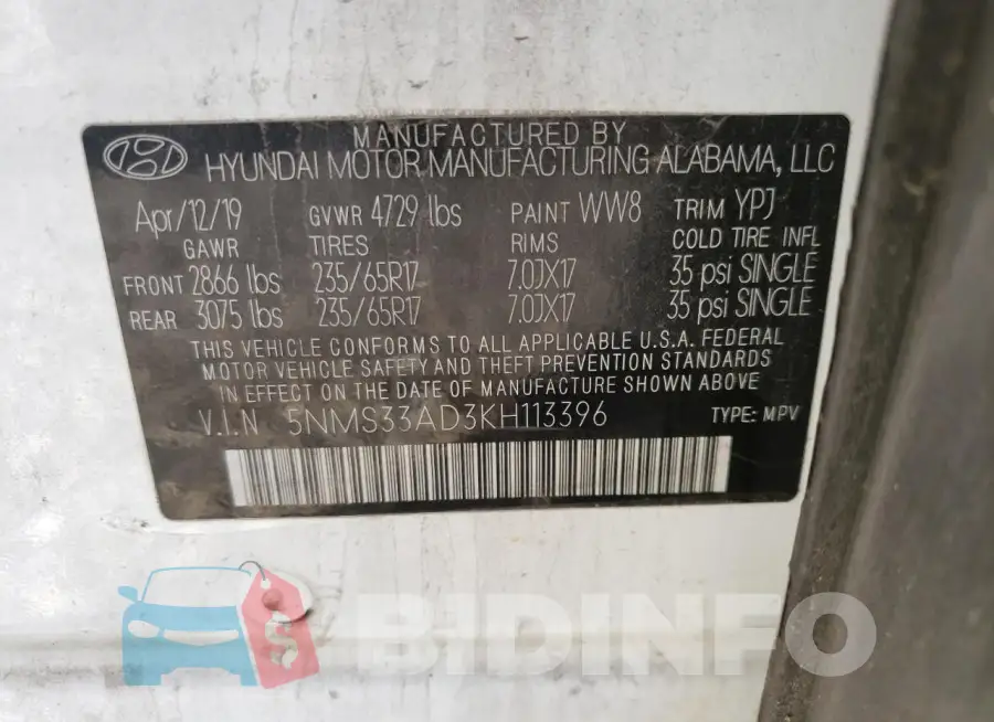 5NMS33AD3KH113396 Photo# 13