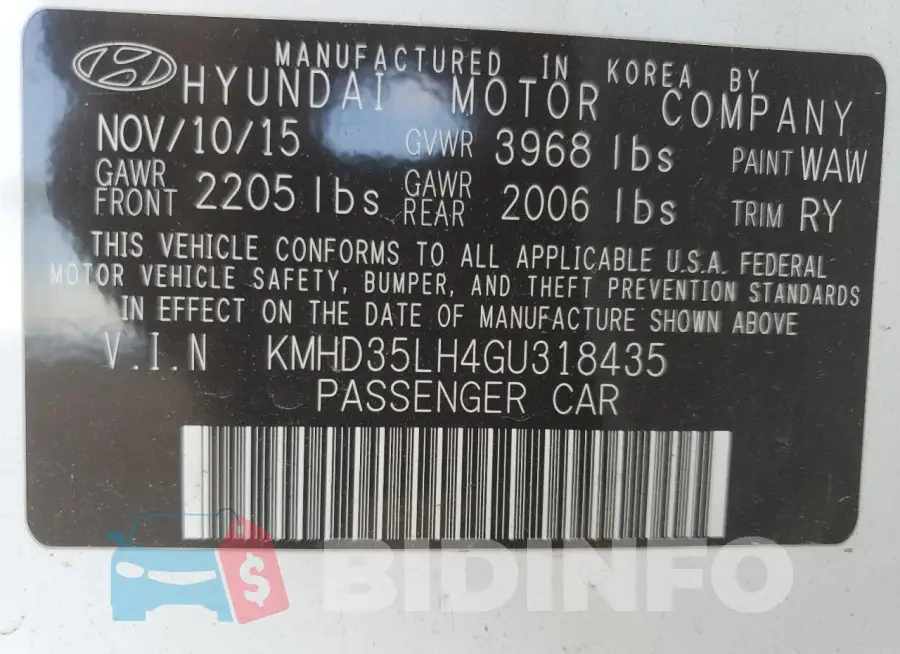 KMHD35LH4GU318435 Photo# 12