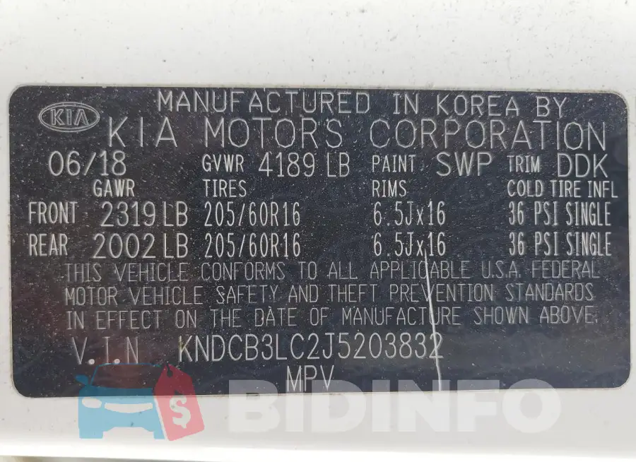 KNDCB3LC2J5203832 Photo# 13