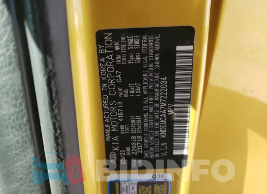 KNDEUCAA7M7222034 Photo# 12