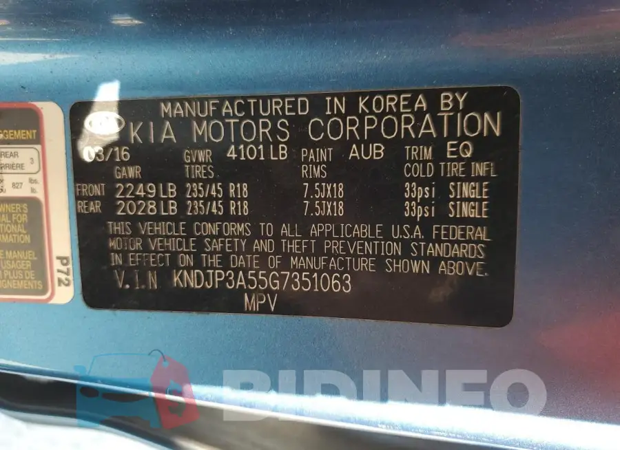 KNDJP3A55G7351063 Photo# 13
