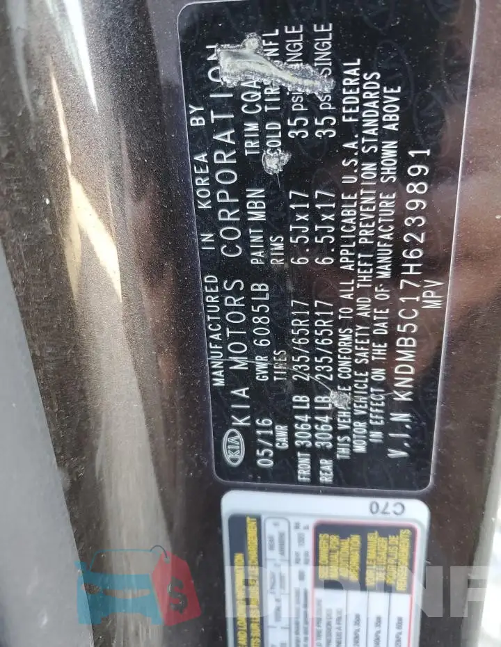 KNDMB5C17H6239891 Photo# 13