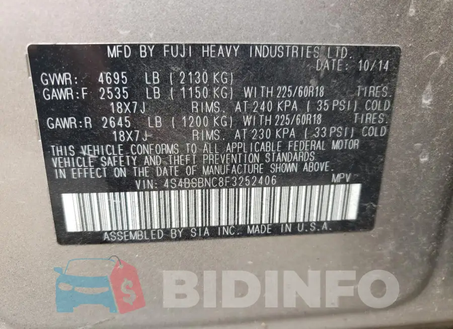 4S4BSBNC8F3252406 Photo# 12