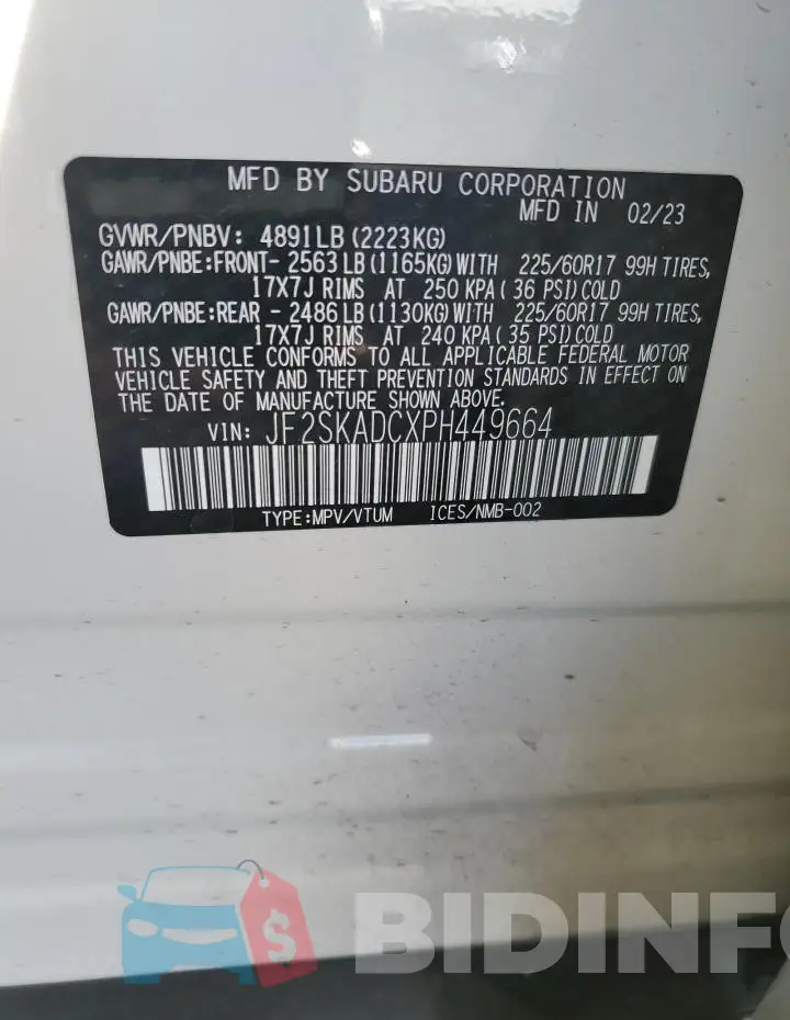 JF2SKADCXPH449664 Photo# 12