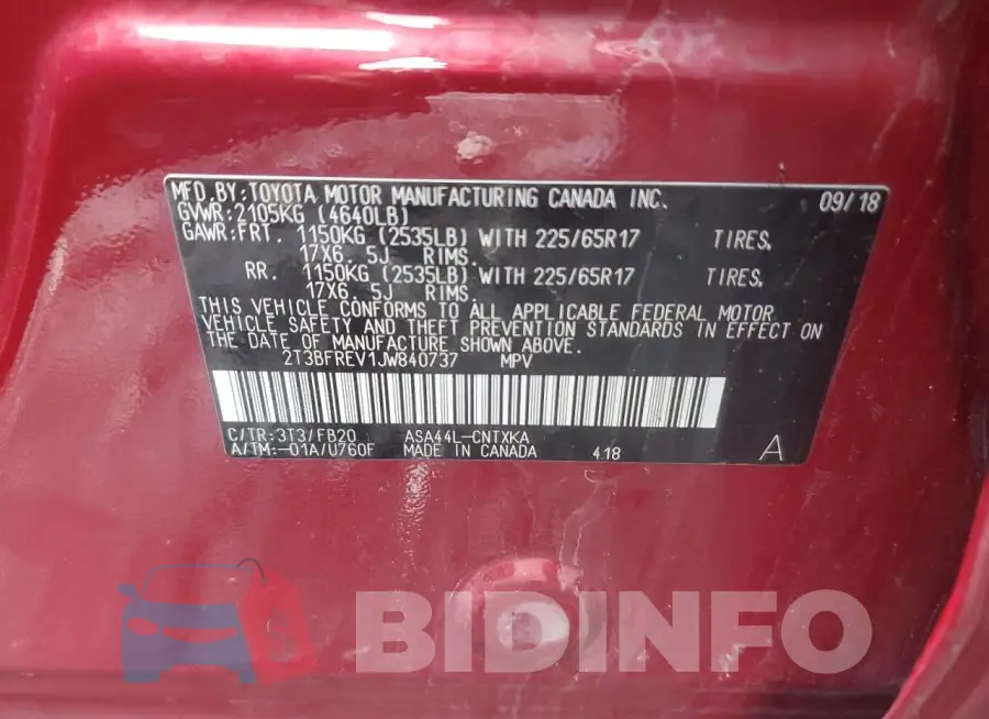2T3BFREV1JW840737 Photo# 13