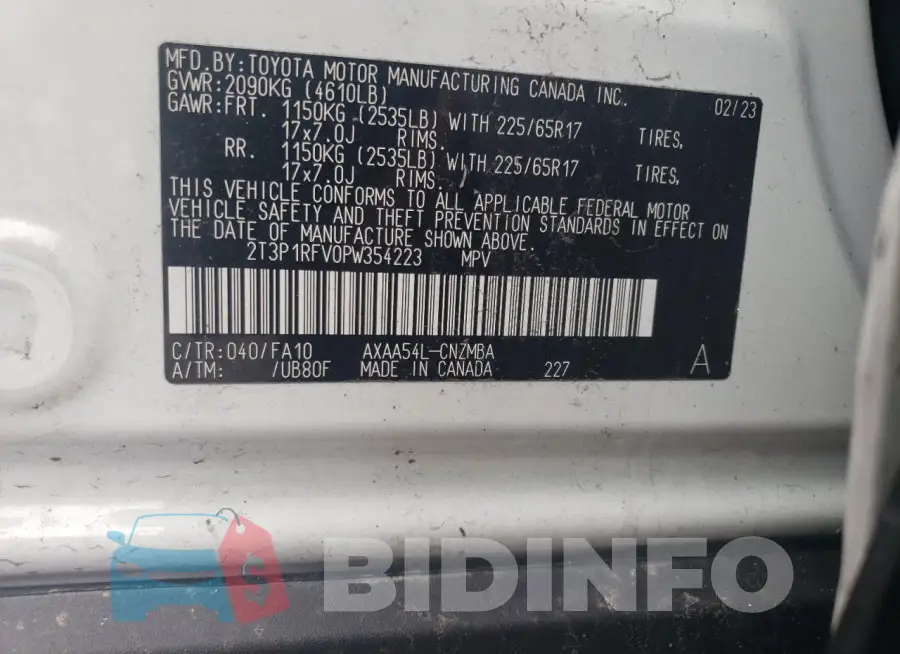 2T3P1RFV0PW354223 Photo# 13