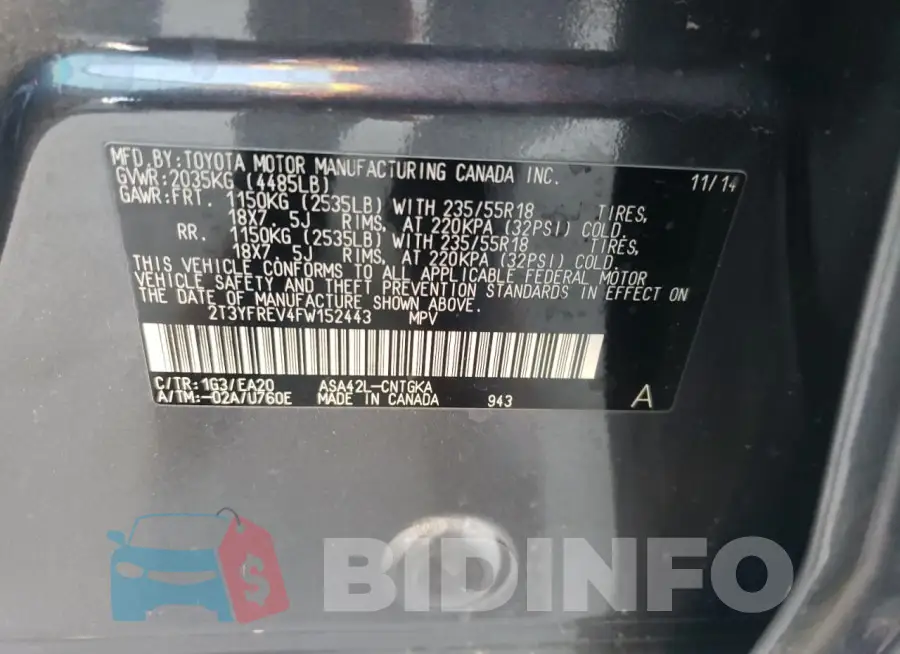 2T3YFREV4FW152443 Photo# 13