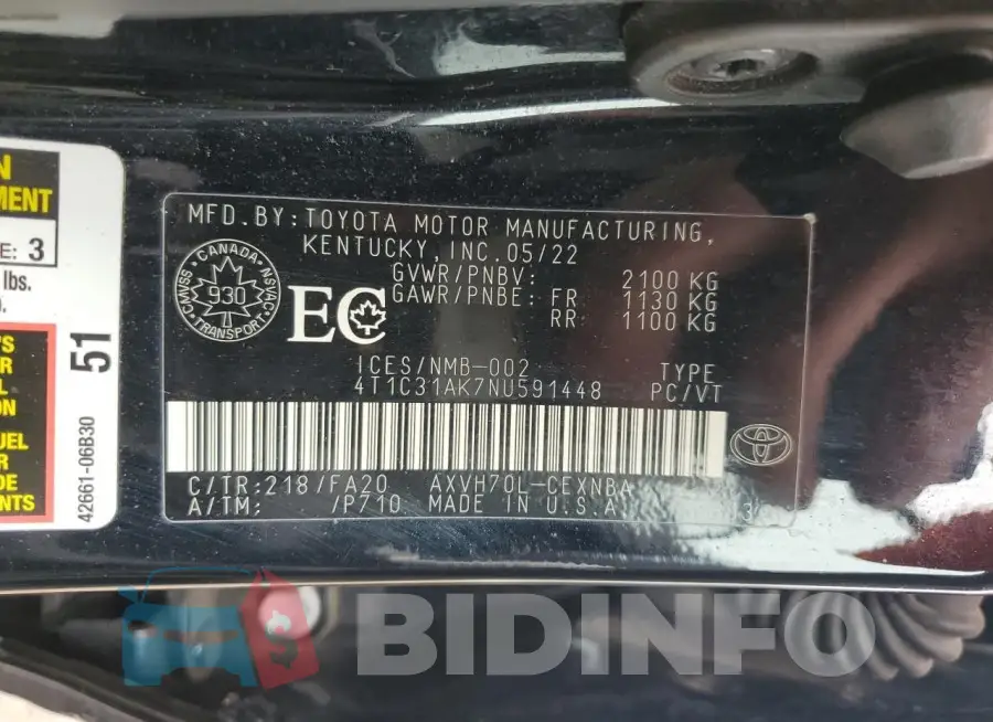 4T1C31AK7NU591448 Photo# 12