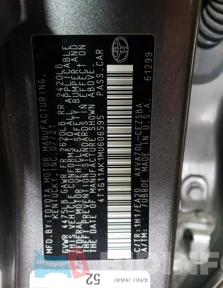 4T1G11AK1MU606595 Photo# 12
